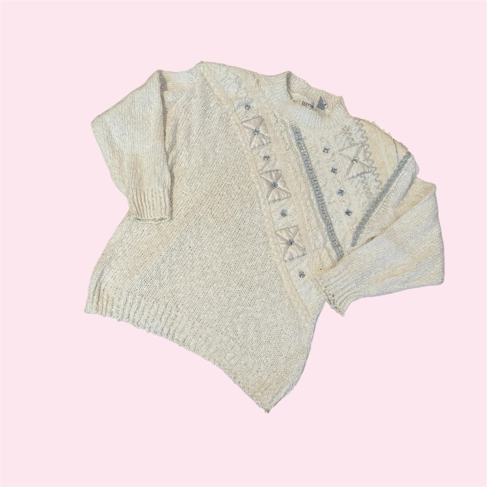 Vintage Sweater, White, Size Medium